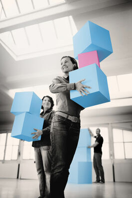 Marketing: Team zeigt Skalierbarkeit, Symbolbild 