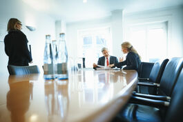 Steuern und Finanzen: Wirtschaftsprüfer und Klientin im Gespräch 